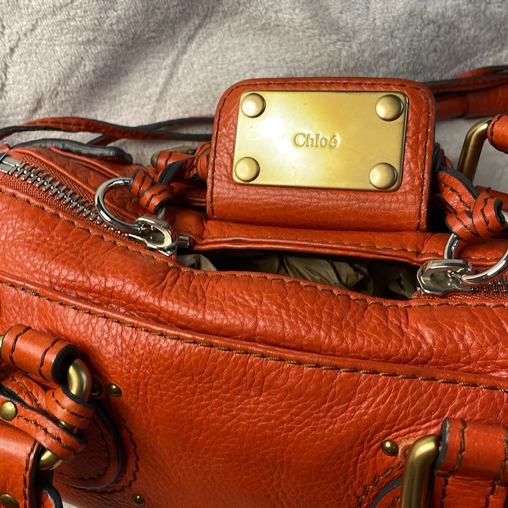 Chloe Orange Leather Satchel - Picture 5 of 12